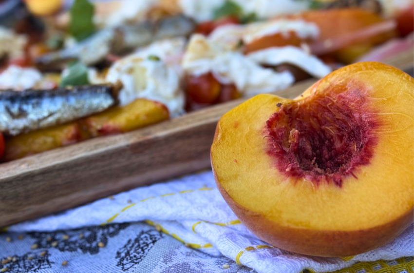 Thumbnail for Late Summer Burrata and Grilled Peaches Salad with Sardines